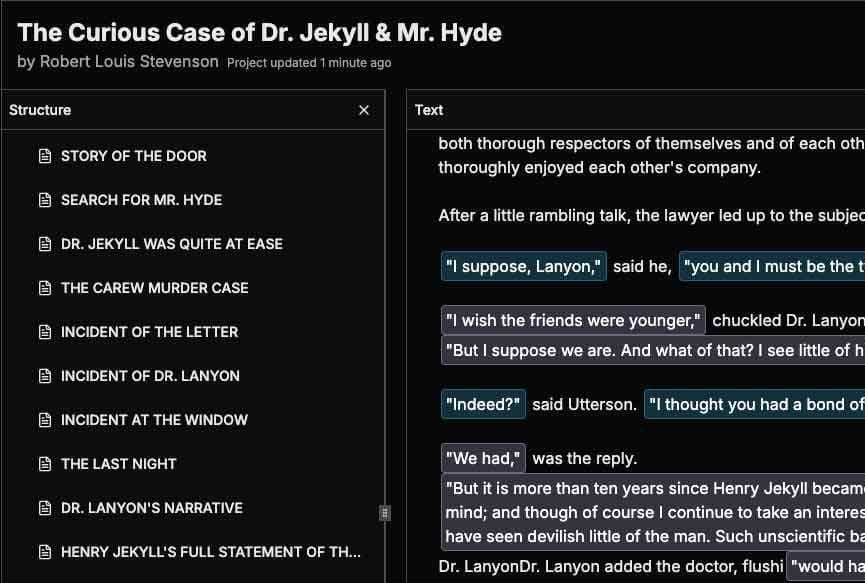 Chapter navigation sidebar showing hierarchical structure and quick navigation