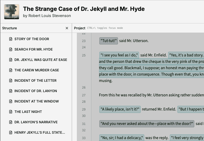 Chapter navigation sidebar showing hierarchical structure and quick navigation